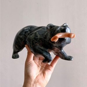 Inuit Soapstone Bear With Fish
